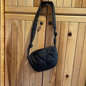 Street Level Black Crossbody Bag with Crescent Shape